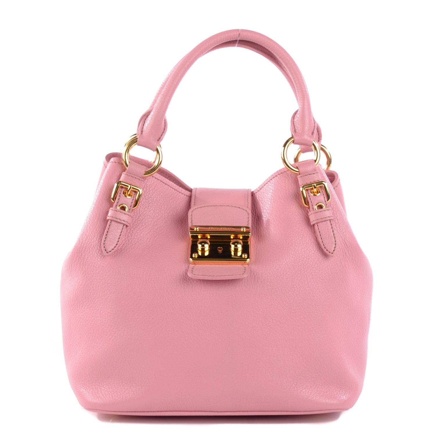 Miu Miu Goatskin Madras Shopping Tote Rosa 1 of 8