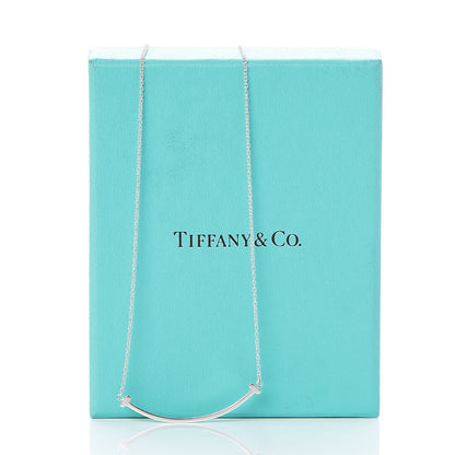 Tiffany 18K White Gold Small T Smile Pendant Necklace 6 of 6