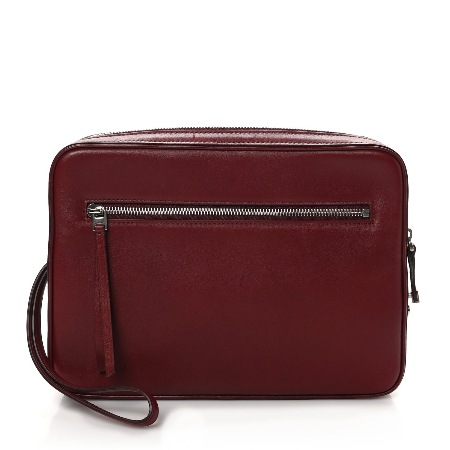 Nappa Calfskin Dragonne Pouch Clutch Rust