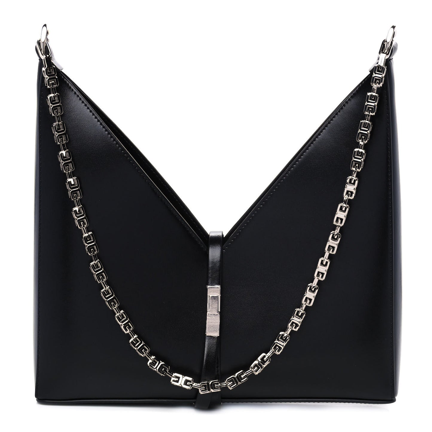 Box Calfskin Small Cut Out Shoulder Bag Black