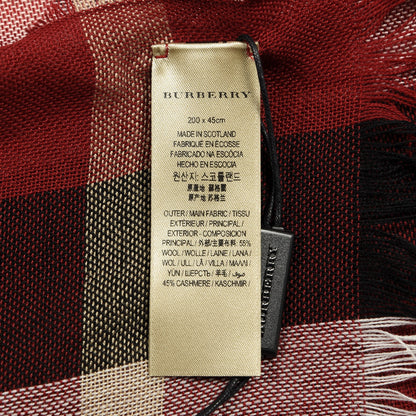 Burberry Wool Cashmere Giant Check Lightweight Scarf Parade Red 4 of 4