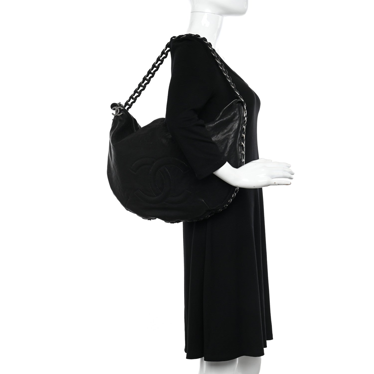 Chanel Calfskin Modern Chain Hobo Black 2 of 11
