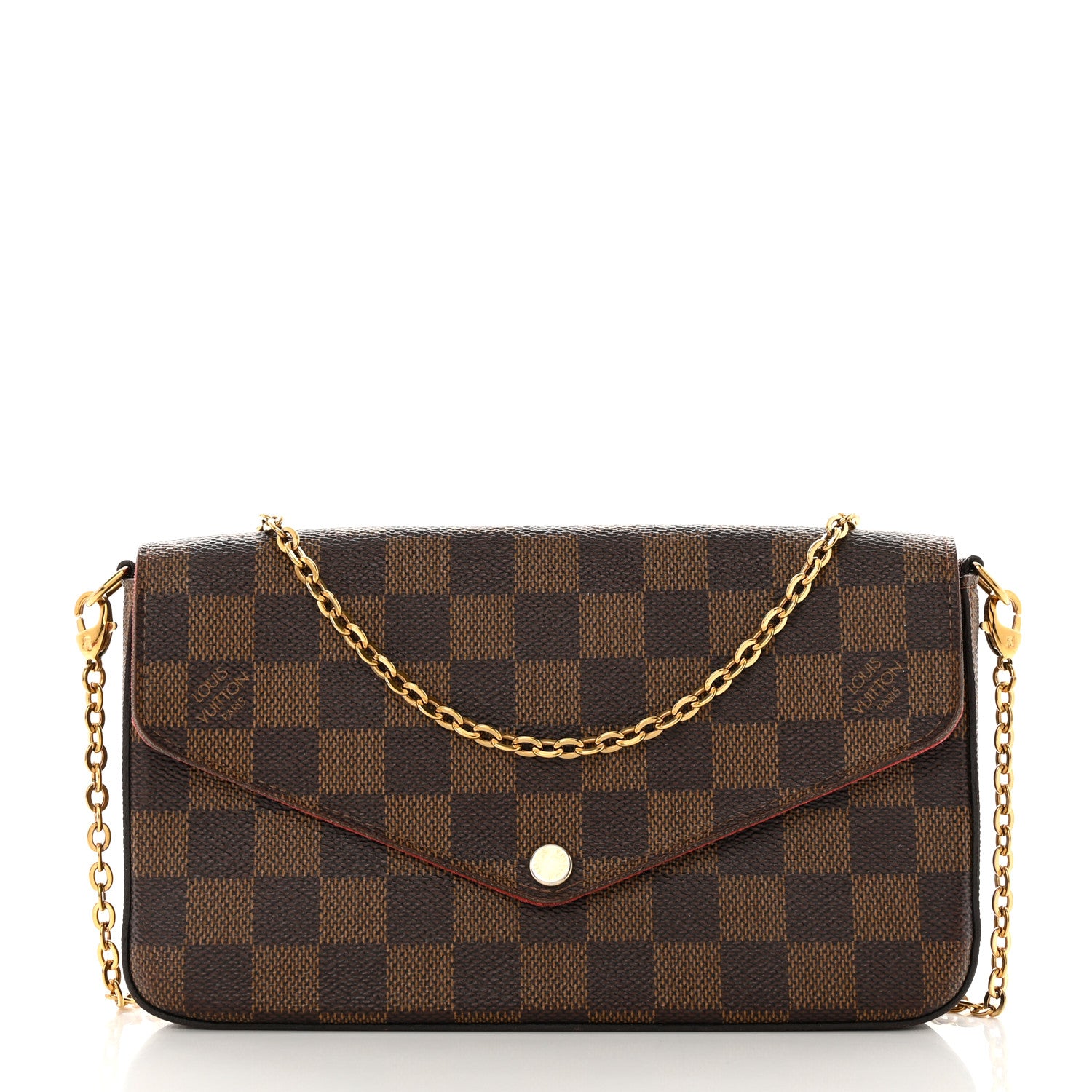 Louis Vuitton Damier Ebene Pochette Felicie Chain Wallet 3 of 15
