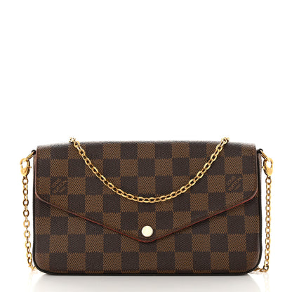 Louis Vuitton Damier Ebene Pochette Felicie Chain Wallet 3 of 15