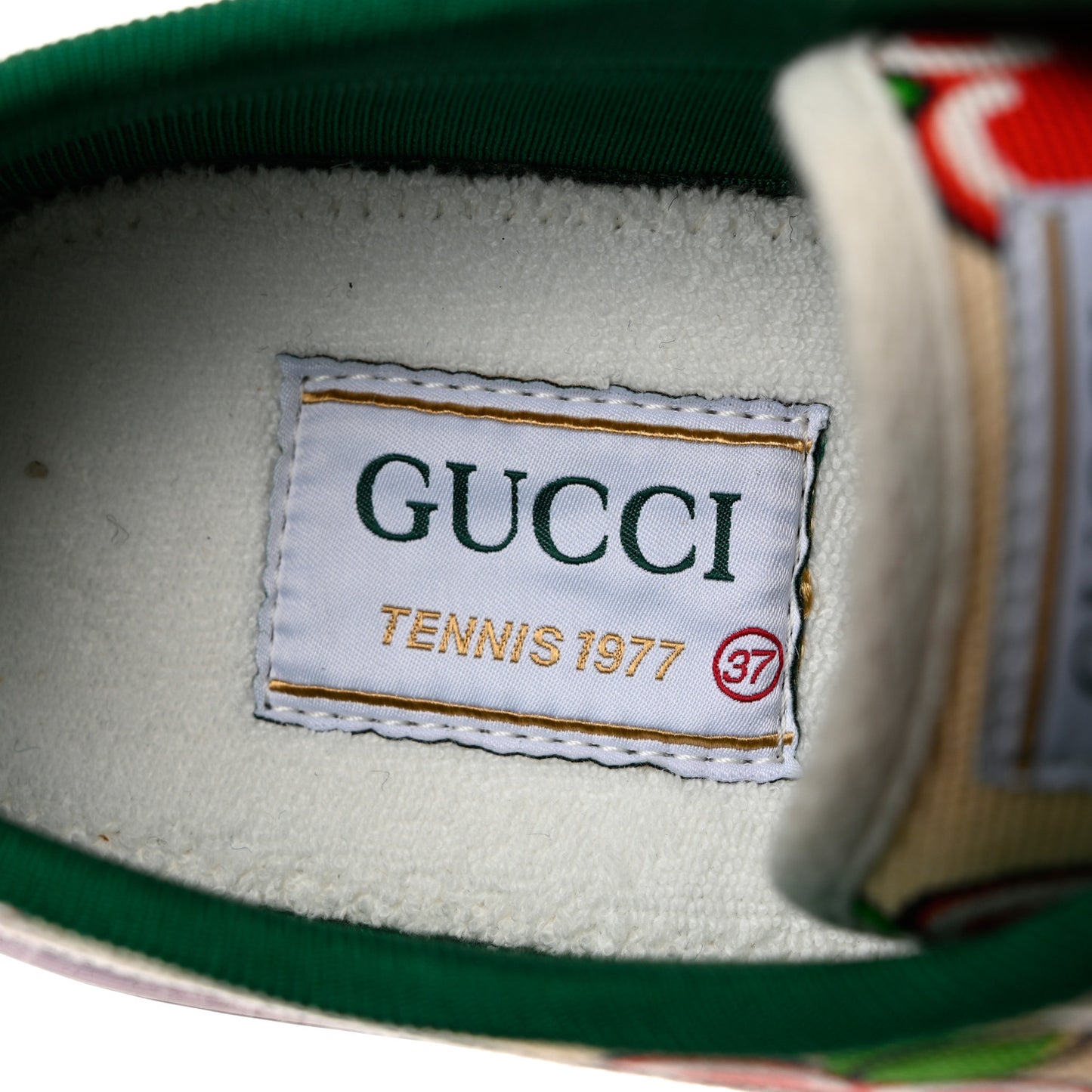 Canvas Web GG Apple Womens 1977 Tennis Sneakers 37 Ivory Red Mystic White New Shamarock