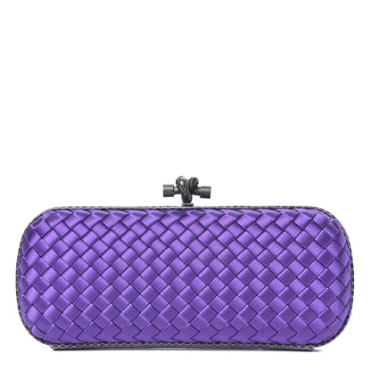 Bottega Veneta Satin Intreccio Impero Ayers Stretch Knot Clutch Purple 1 of 8