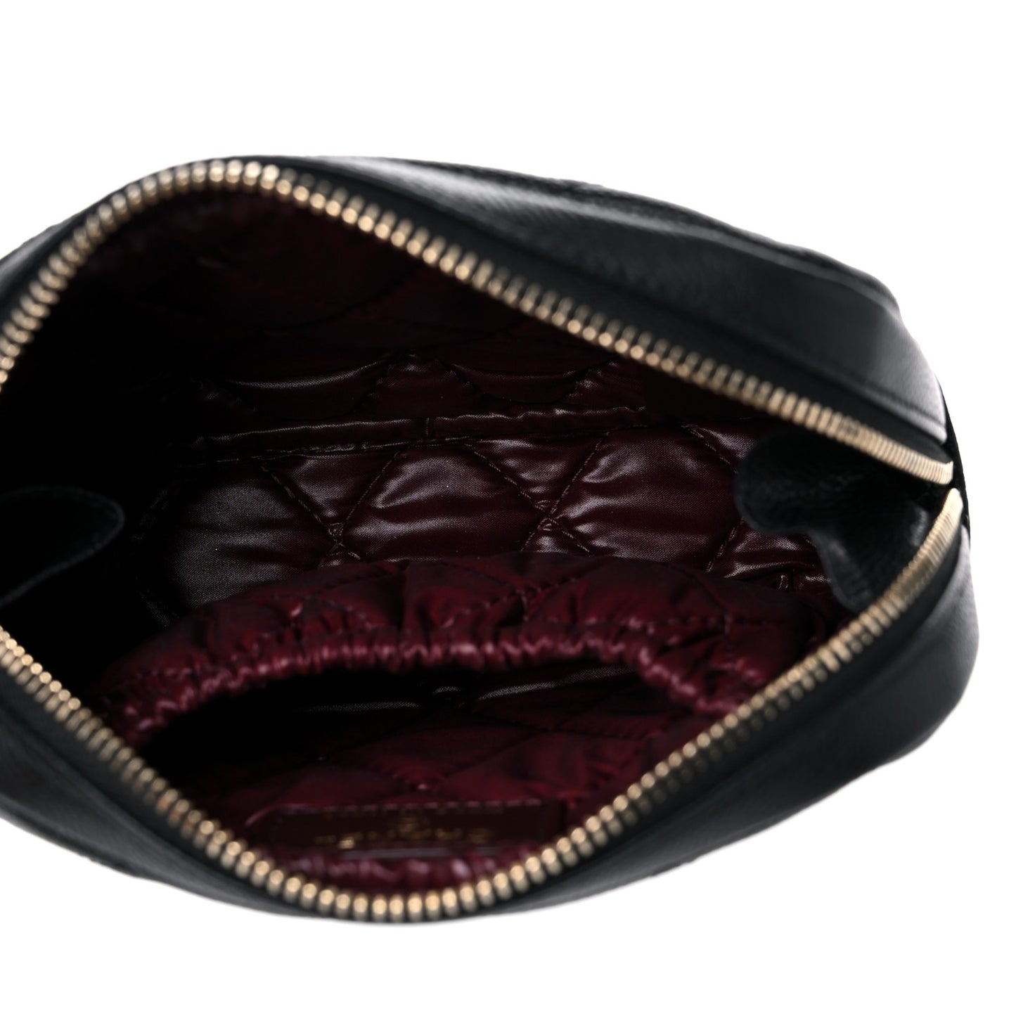 Caviar Quilted Small Curvy Pouch Cosmetic Case Black