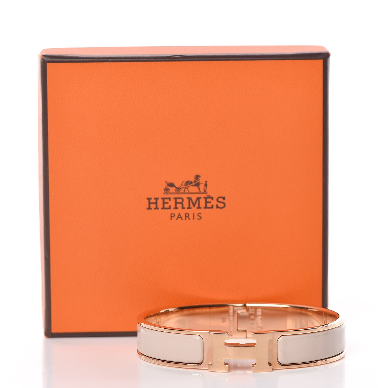 Hermes Enamel Narrow Clic Clac H Bracelet GM Beige Nacre 5 of 5
