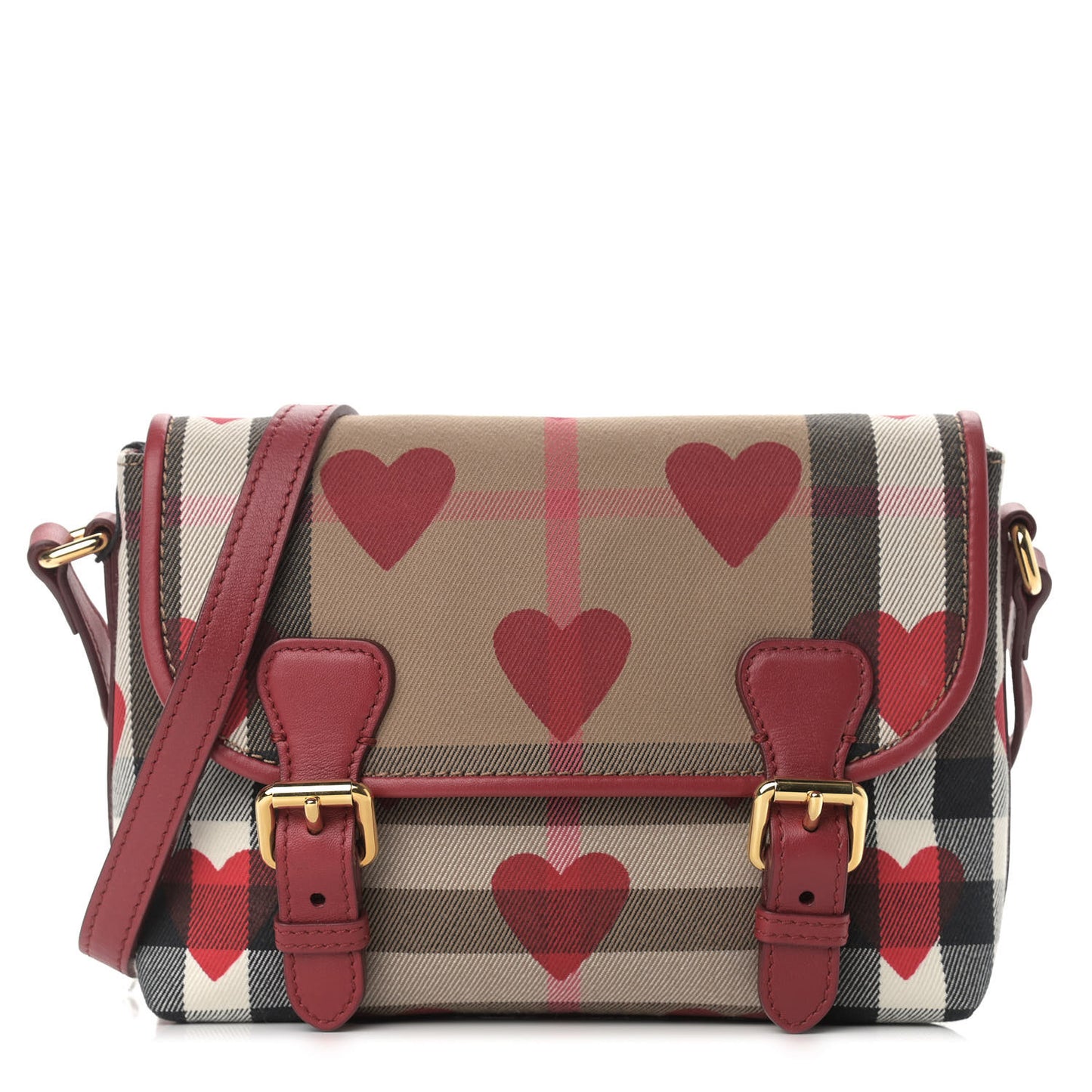 Horseferry Check Heart Print Crossbody Flap Parade Red