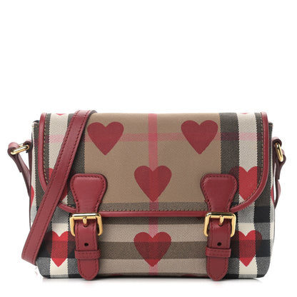 Burberry Horseferry Check Heart Print Crossbody Flap Parade Red 1 of 9
