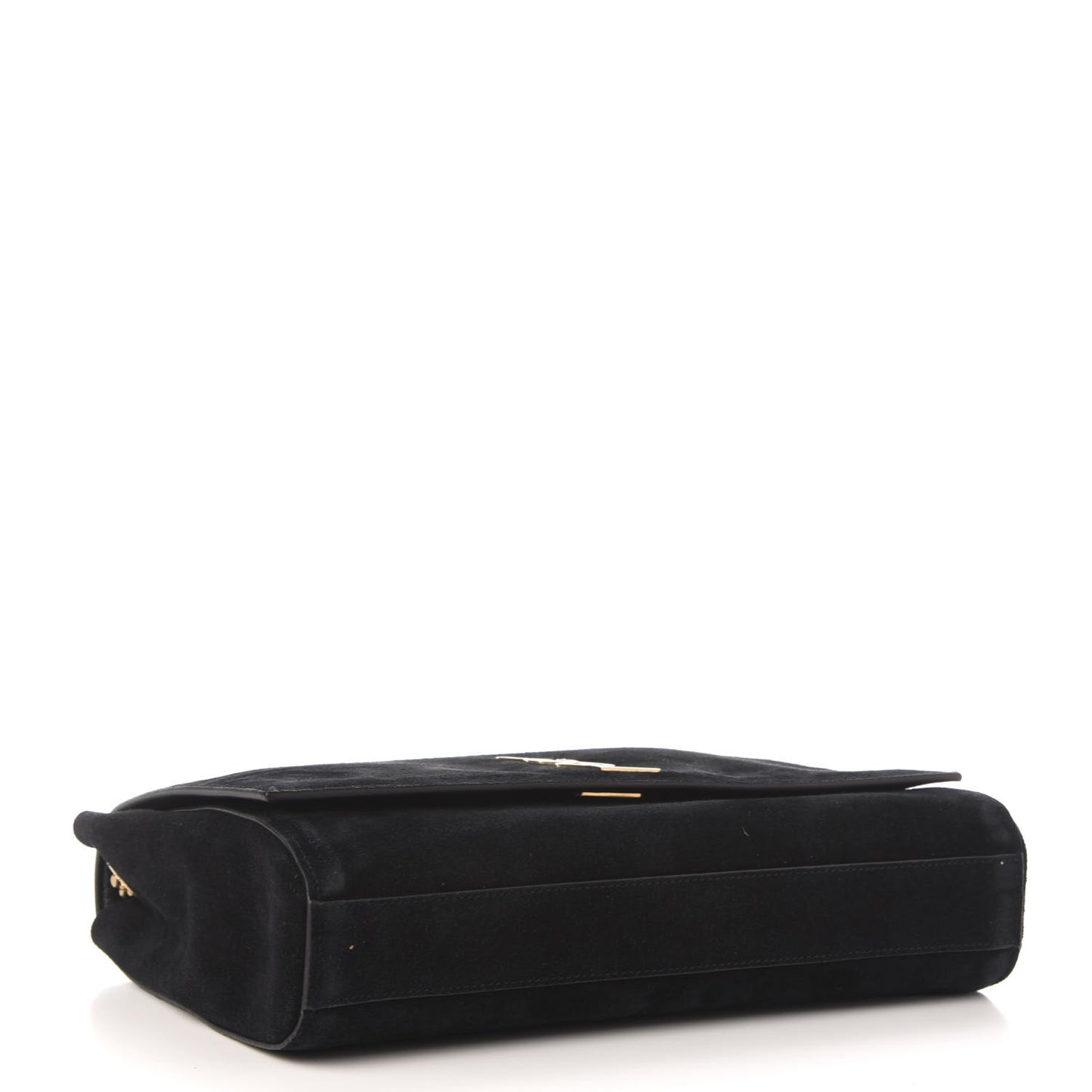 Smooth Calfskin Suede Medium Reversible Monogram Kate Satchel Black