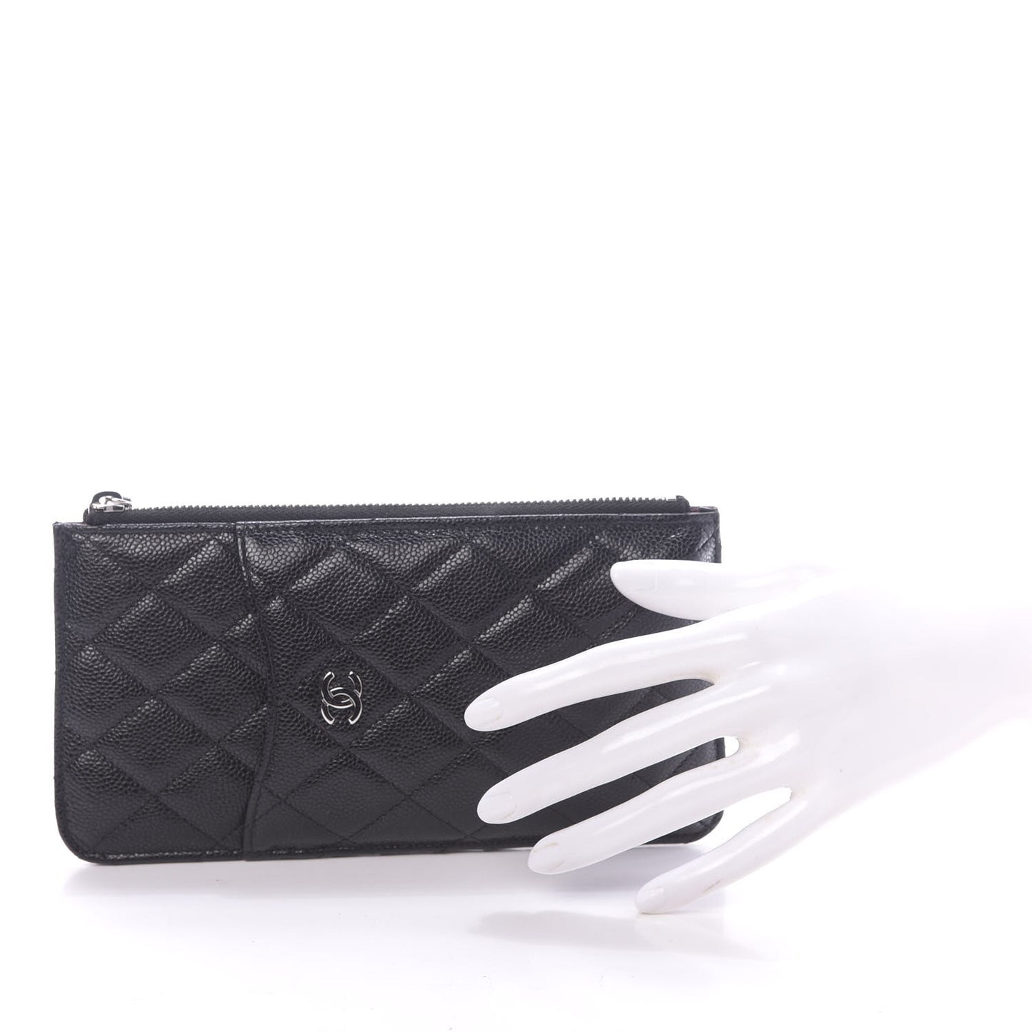 Caviar Quilted Classic Flat Wallet Pouch Black