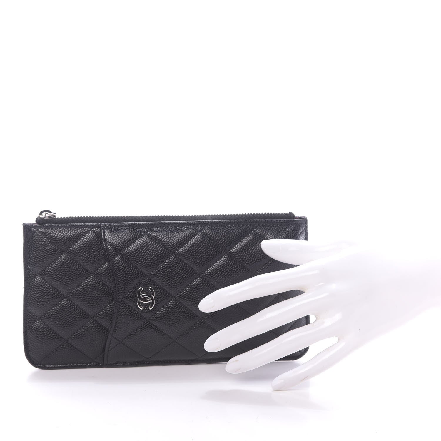 Chanel Caviar Quilted Classic Flat Wallet Pouch Black 2 of 10