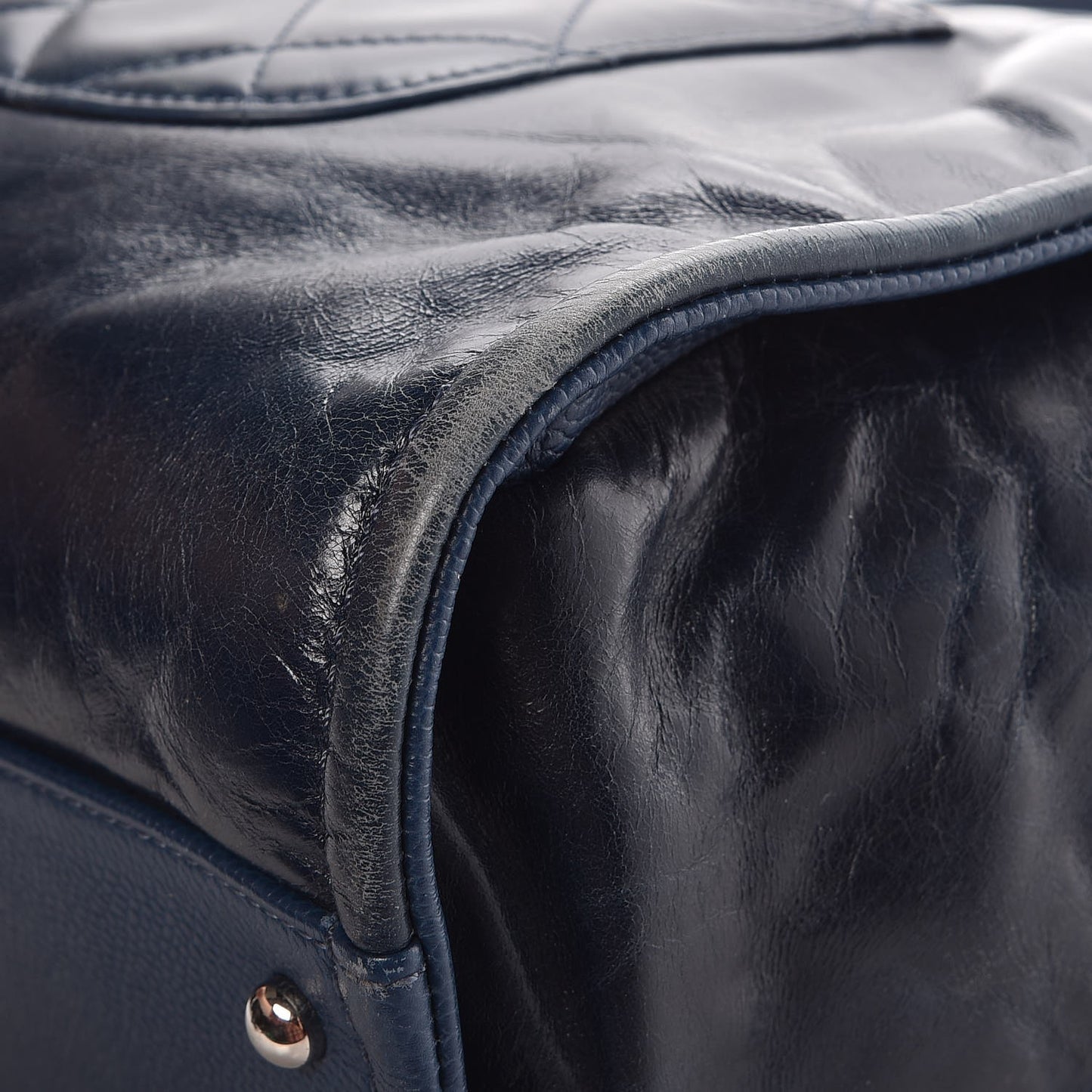 Glazed Calfskin Small Deauville Tote Blue