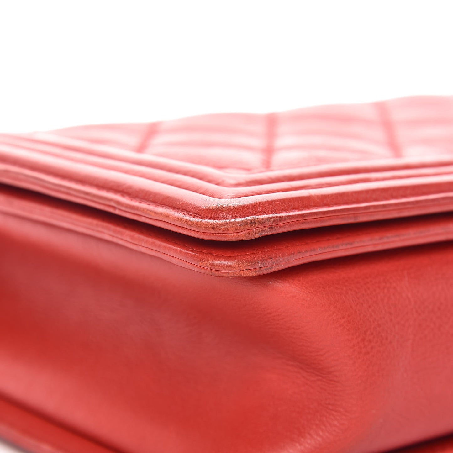 Calfskin Double Stitch New Medium Boy Flap Red