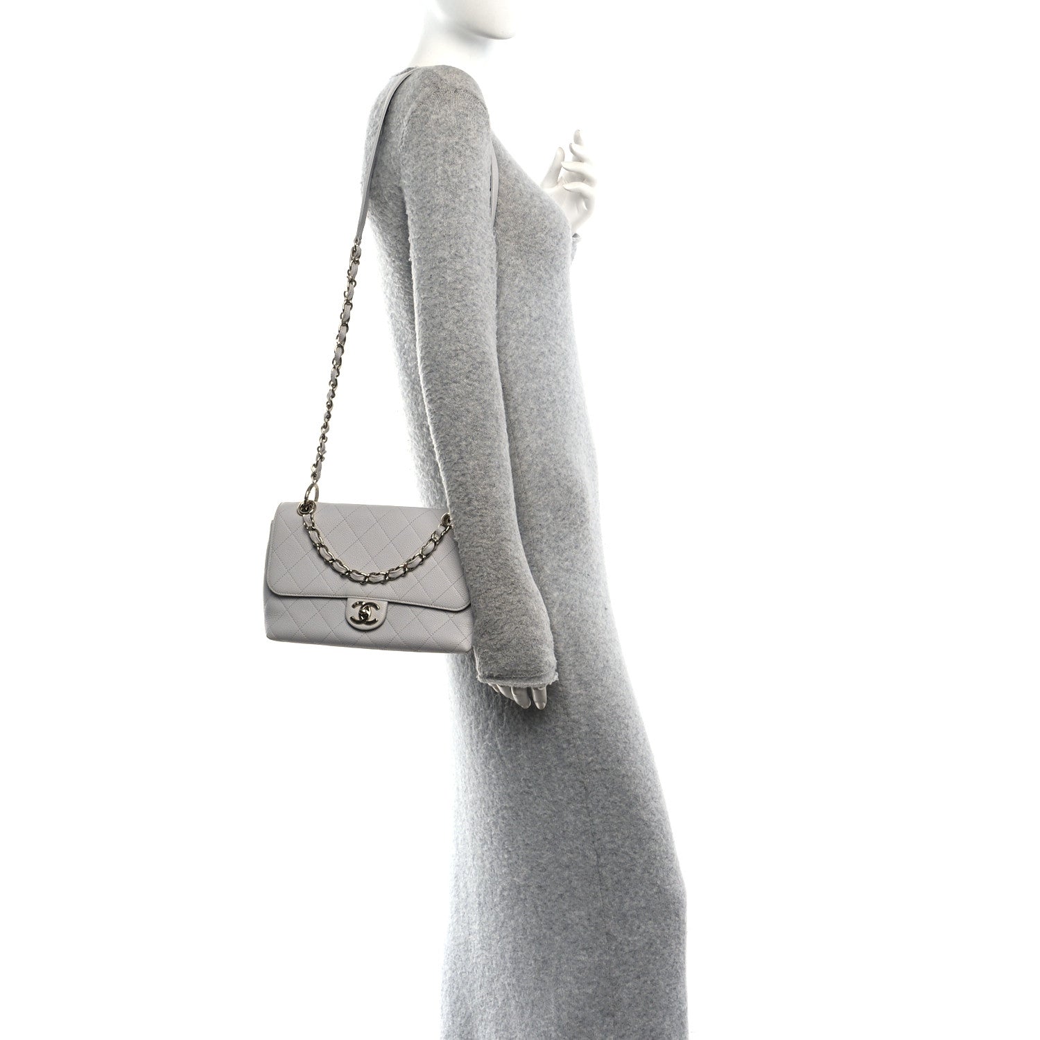 Chanel Caviar Quilted City Walk Flap Light Grey 2 of 10