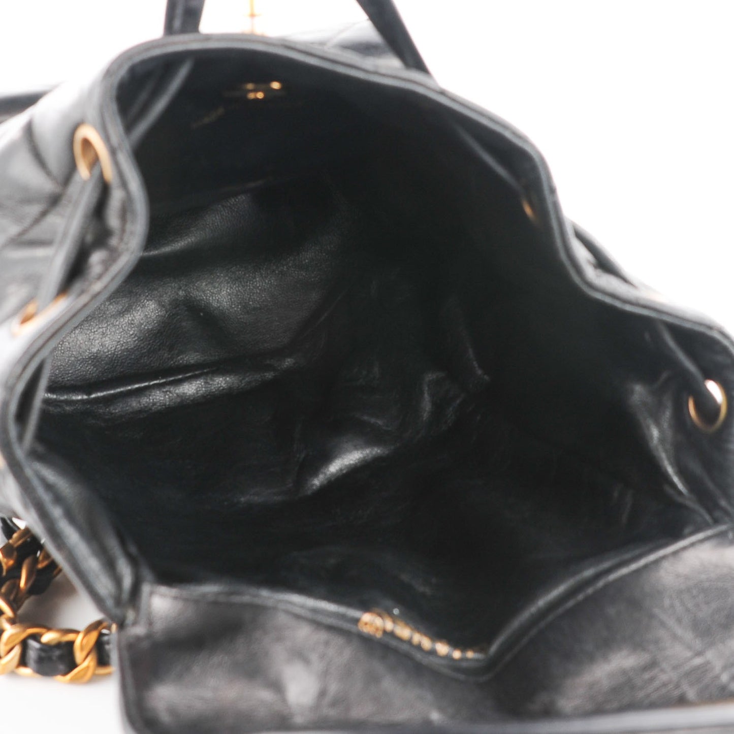 Lambskin Quilted Backpack Black