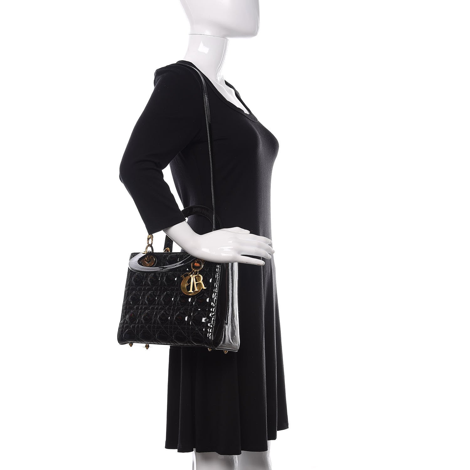 Christian Dior Patent Cannage Medium Lady Dior Black 3 of 11
