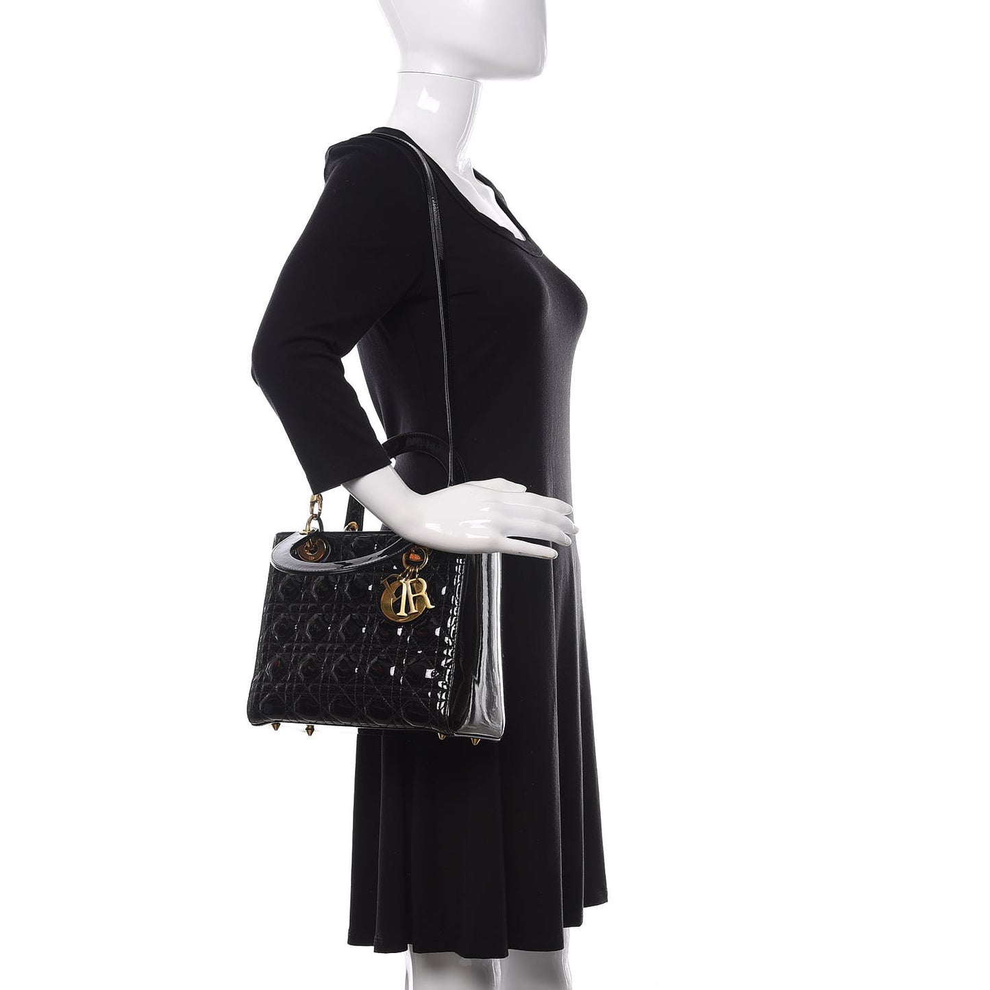 Patent Cannage Medium Lady Dior Black