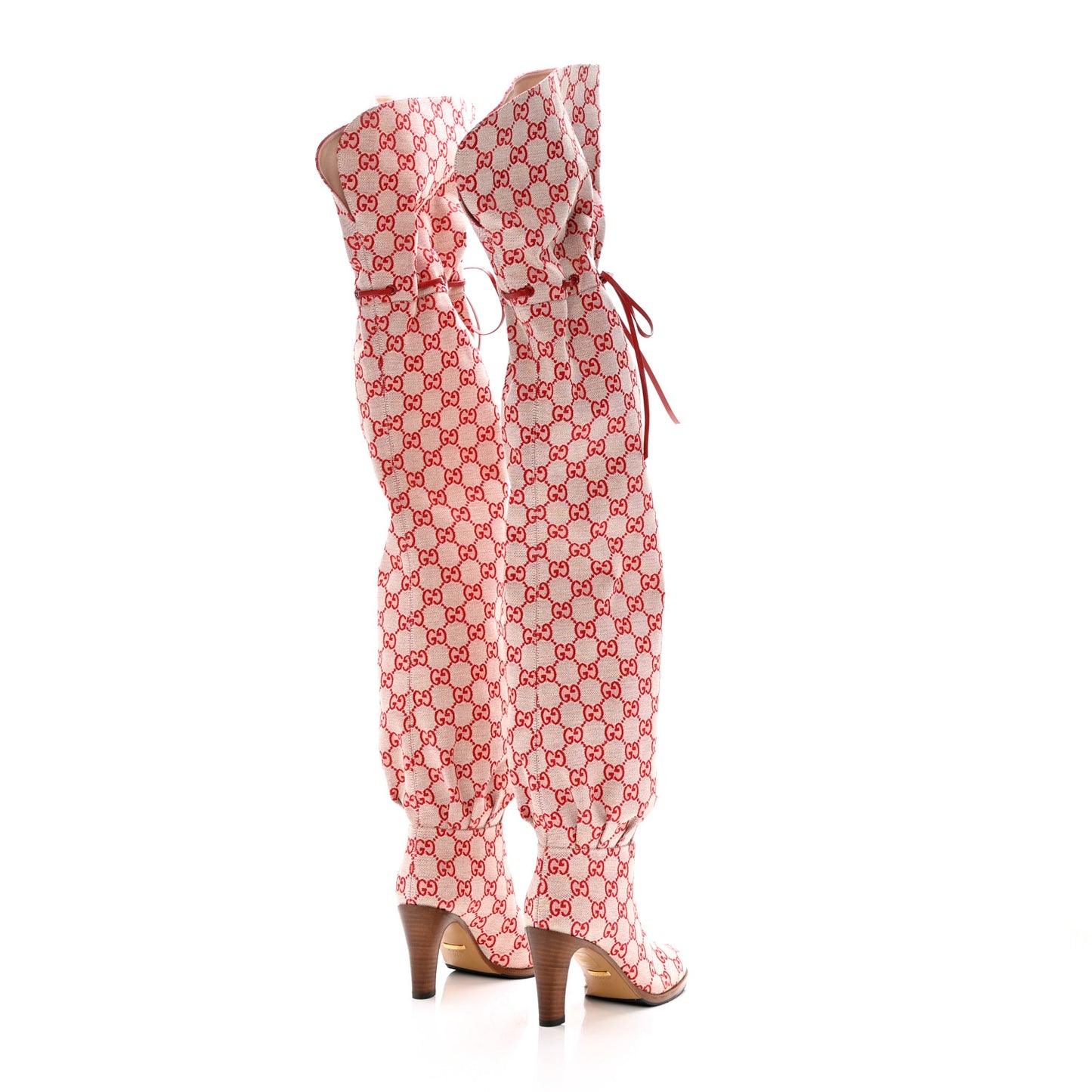 Monogram Over The Knee Boots Gardenia 35.5 Hibiscus Red