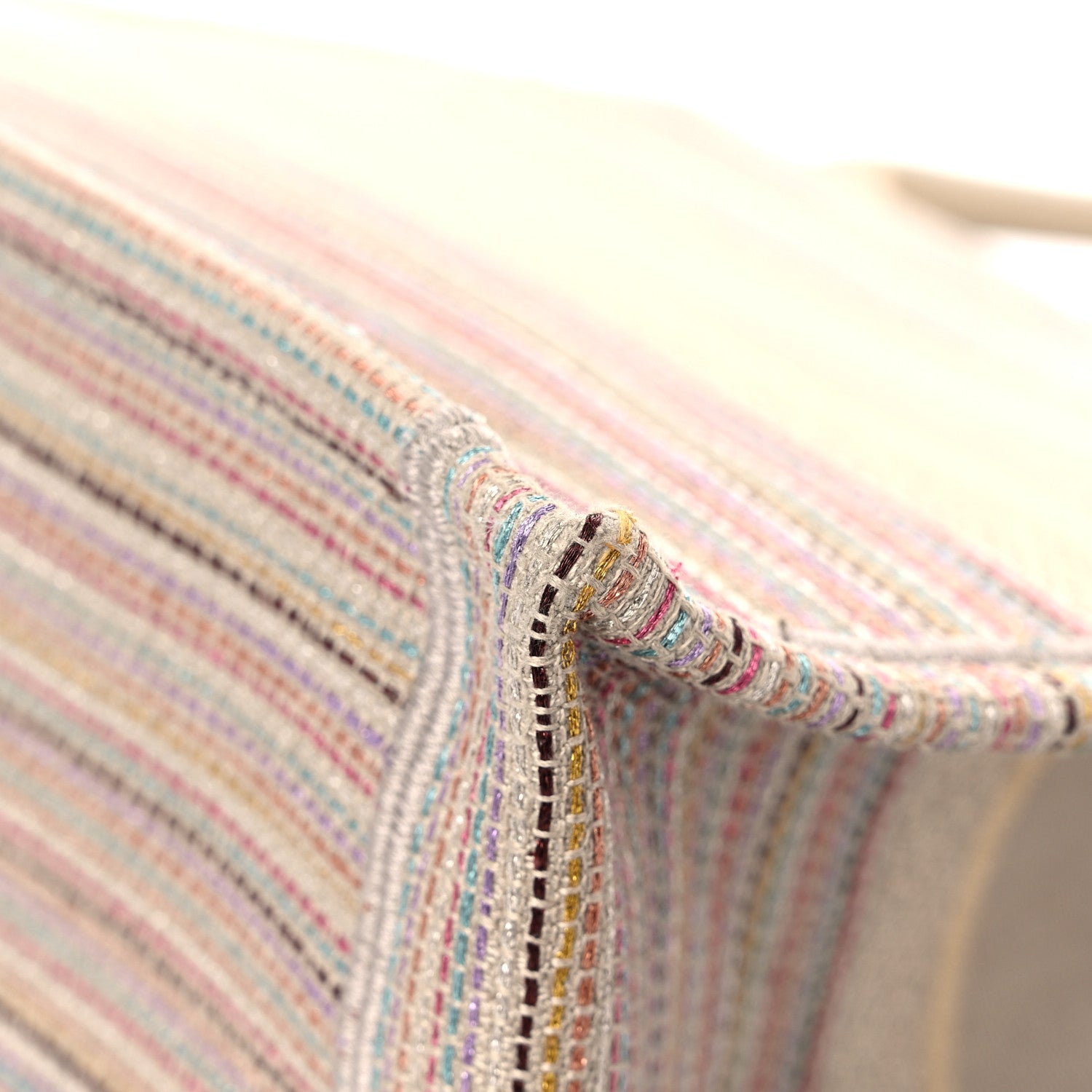 Christian Dior Canvas Embroidered Medium Stripes Book Tote Beige Multicolor 11 of 11