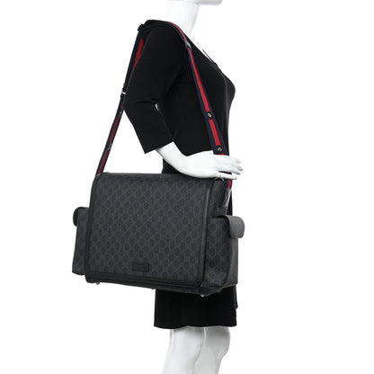 Gucci GG Supreme Monogram Web Messenger Diaper Bag Black Grey 2 of 10
