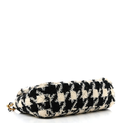Chanel Tweed Quilted Medium Chanel 19 Flap Black Ecru White 4 of 13