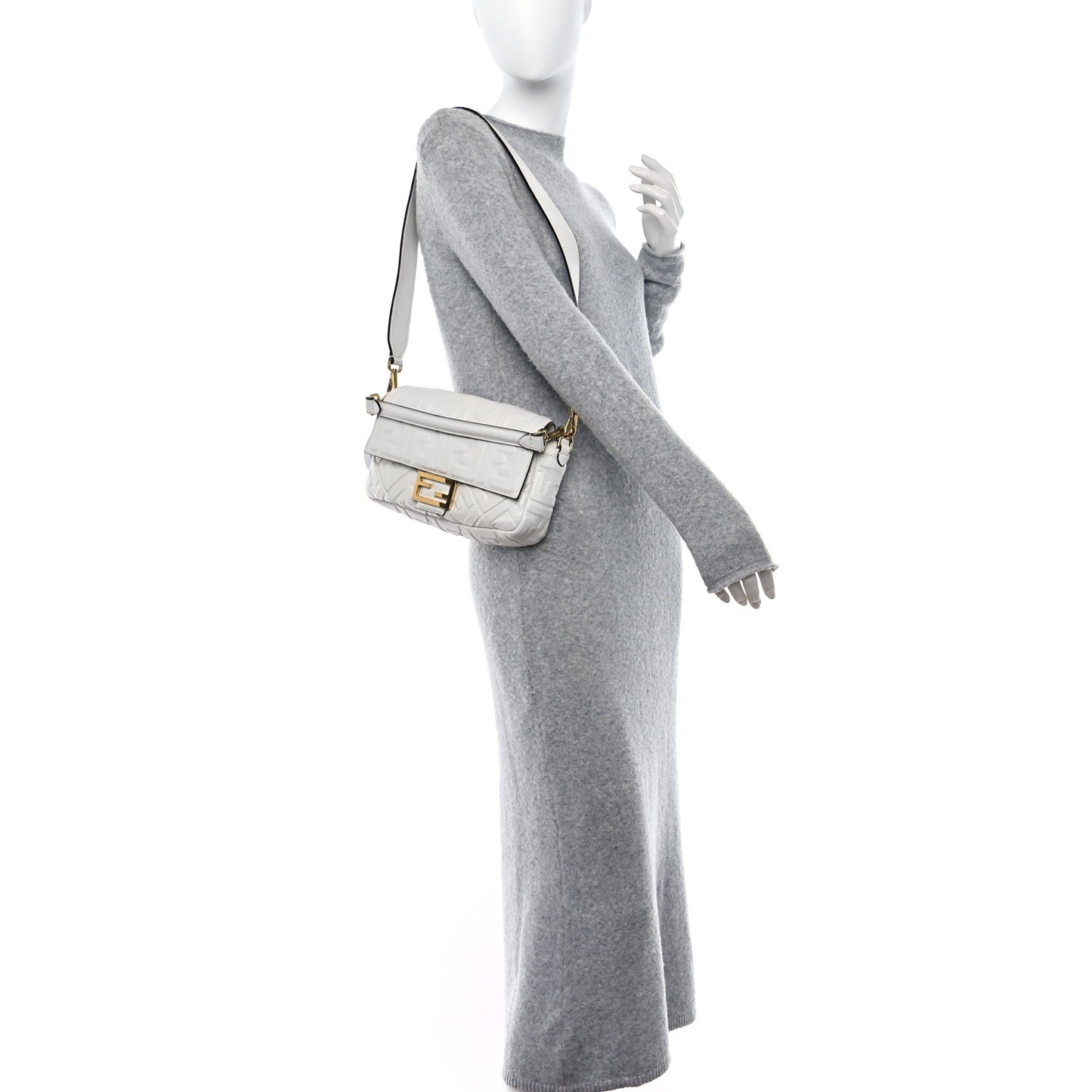 Nappa FF 1974 Embossed Baguette White