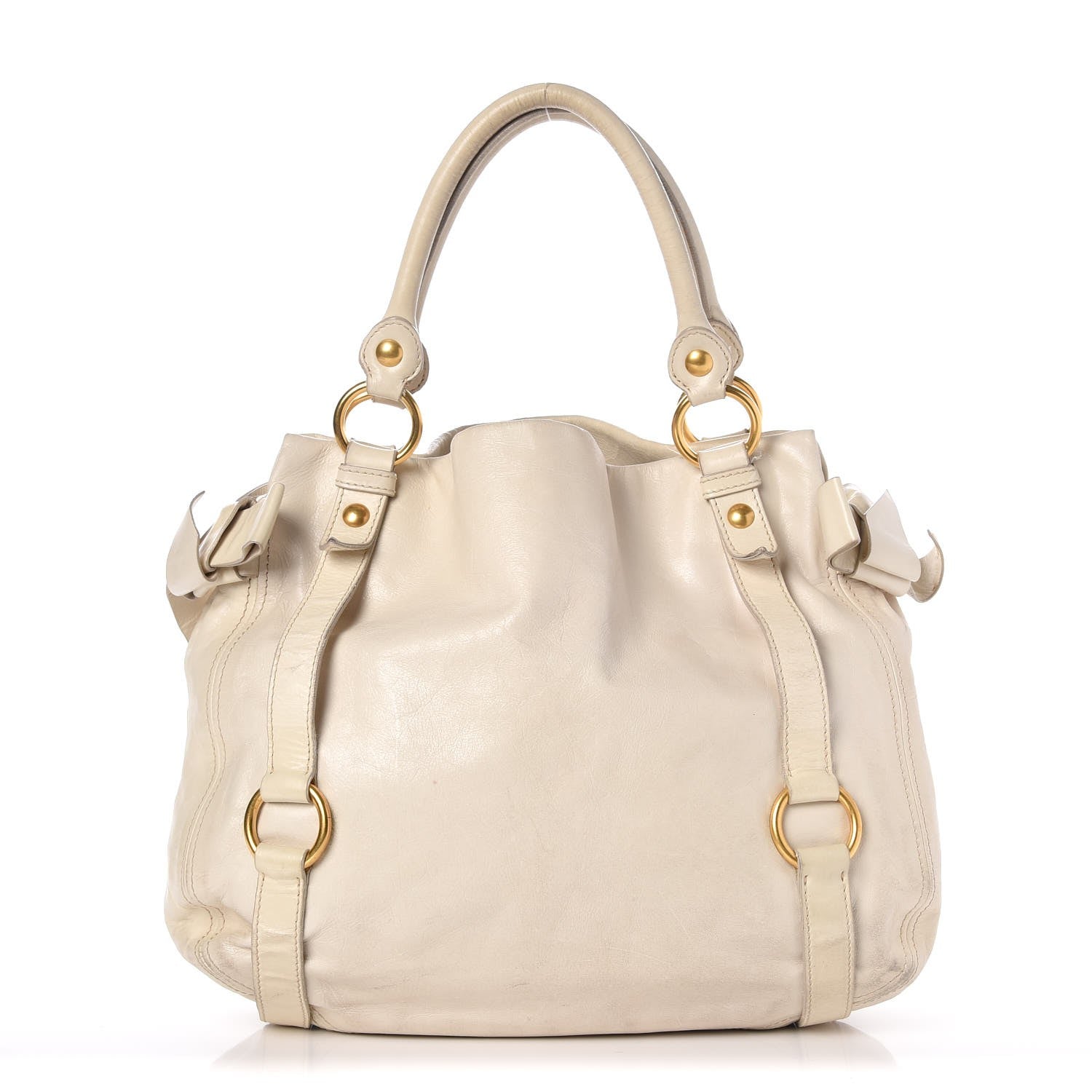 Miu Miu Vitello Lux Bow Bag Quarzo 1 of 20