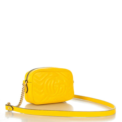 Gucci Calfskin Matelasse Mini GG Marmont Chain Shoulder Bag Stone Topaz 3 of 8