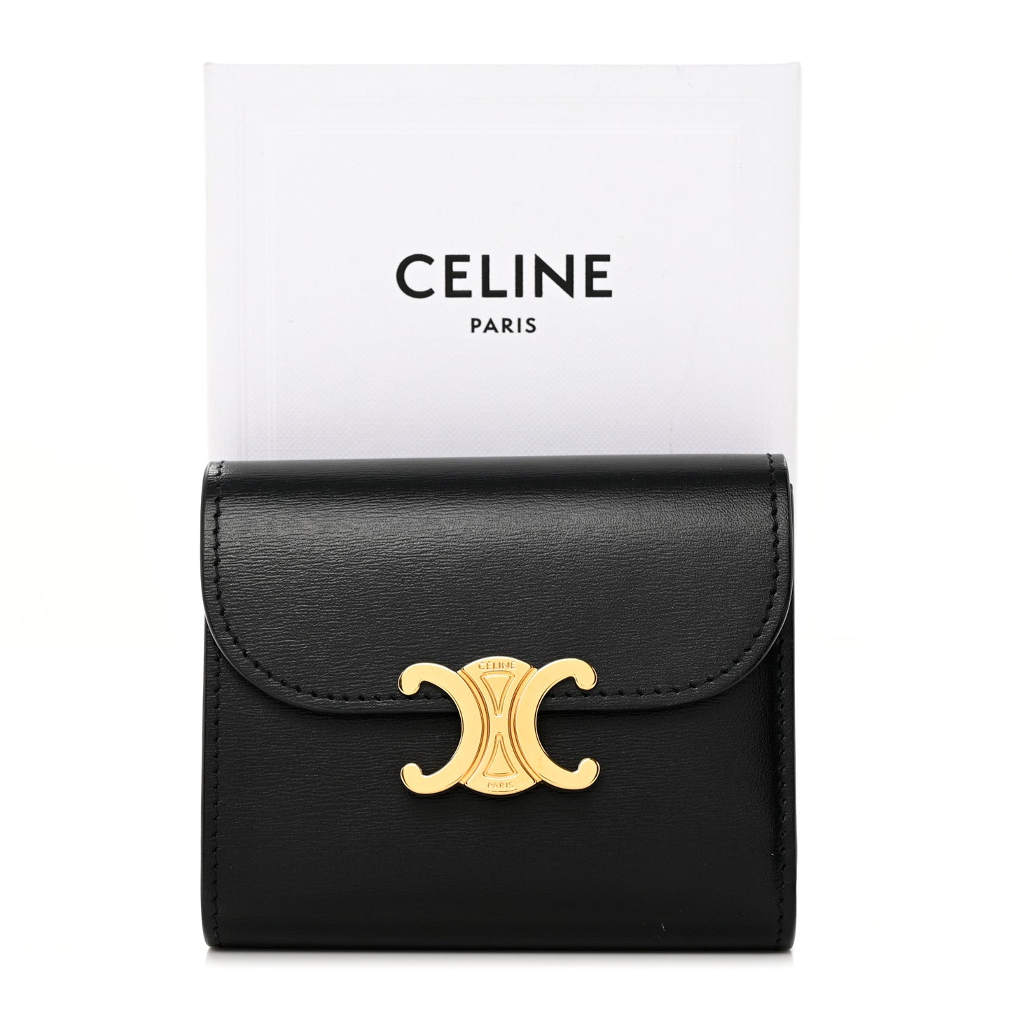 Shiny Smooth Lambskin Small Triomphe Wallet Black