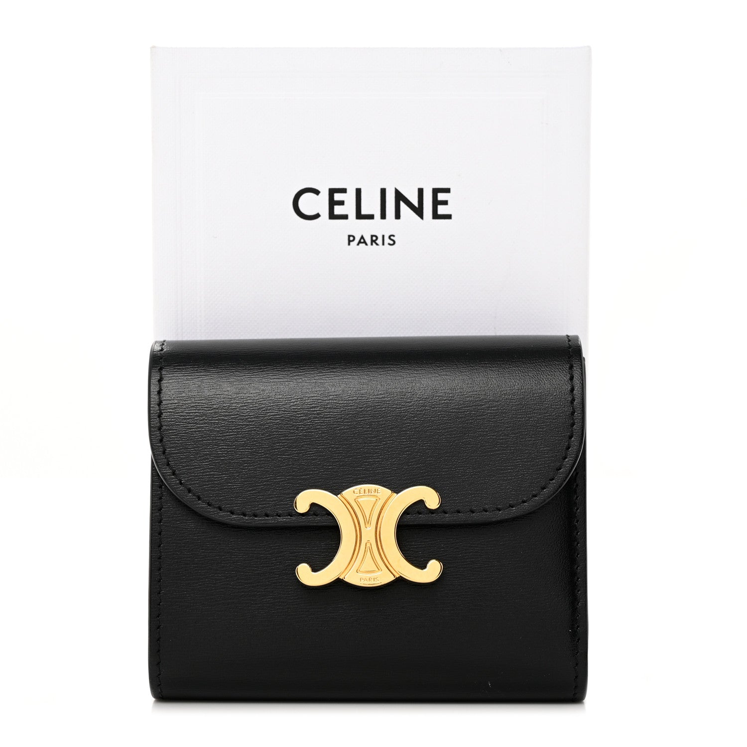 Celine Shiny Smooth Lambskin Small Triomphe Wallet Black 11 of 11