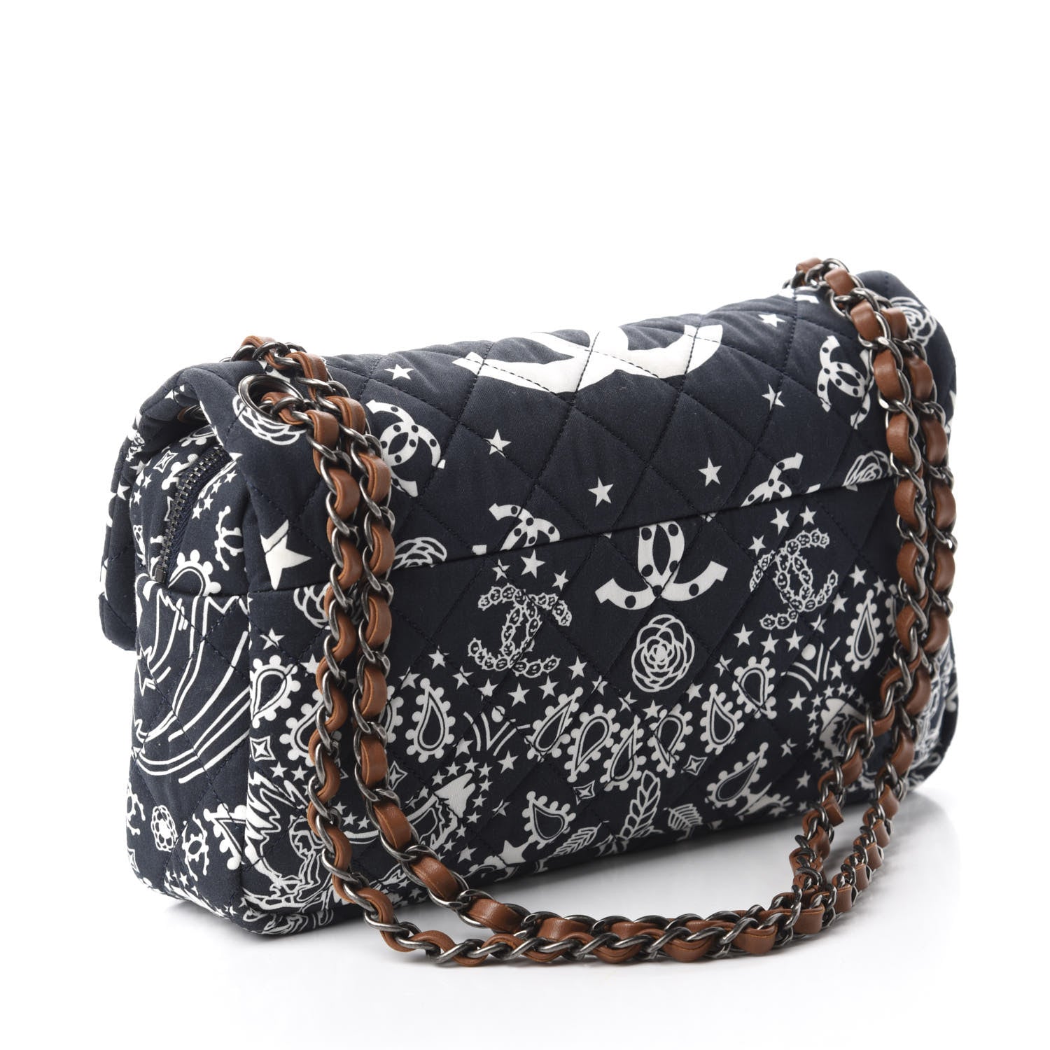 Chanel Cotton Quilted Paris Dallas Medium Bandana Flap Blue 3 of 10