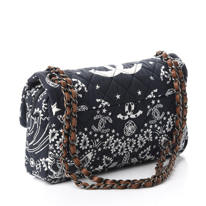 Chanel Cotton Quilted Paris Dallas Medium Bandana Flap Blue 3 of 10