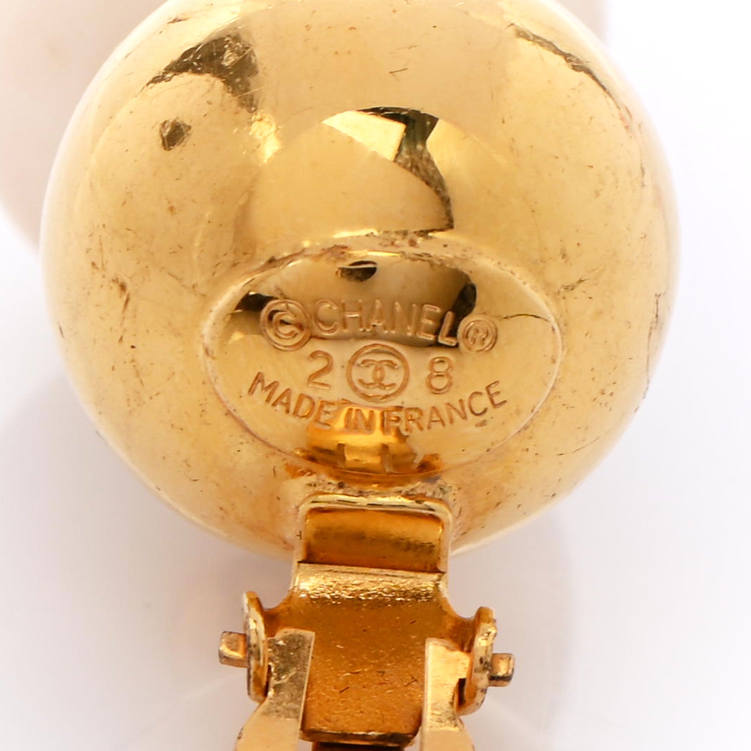 Chanel Pearl CC Dangle Clip On Earrings Gold 4 of 4