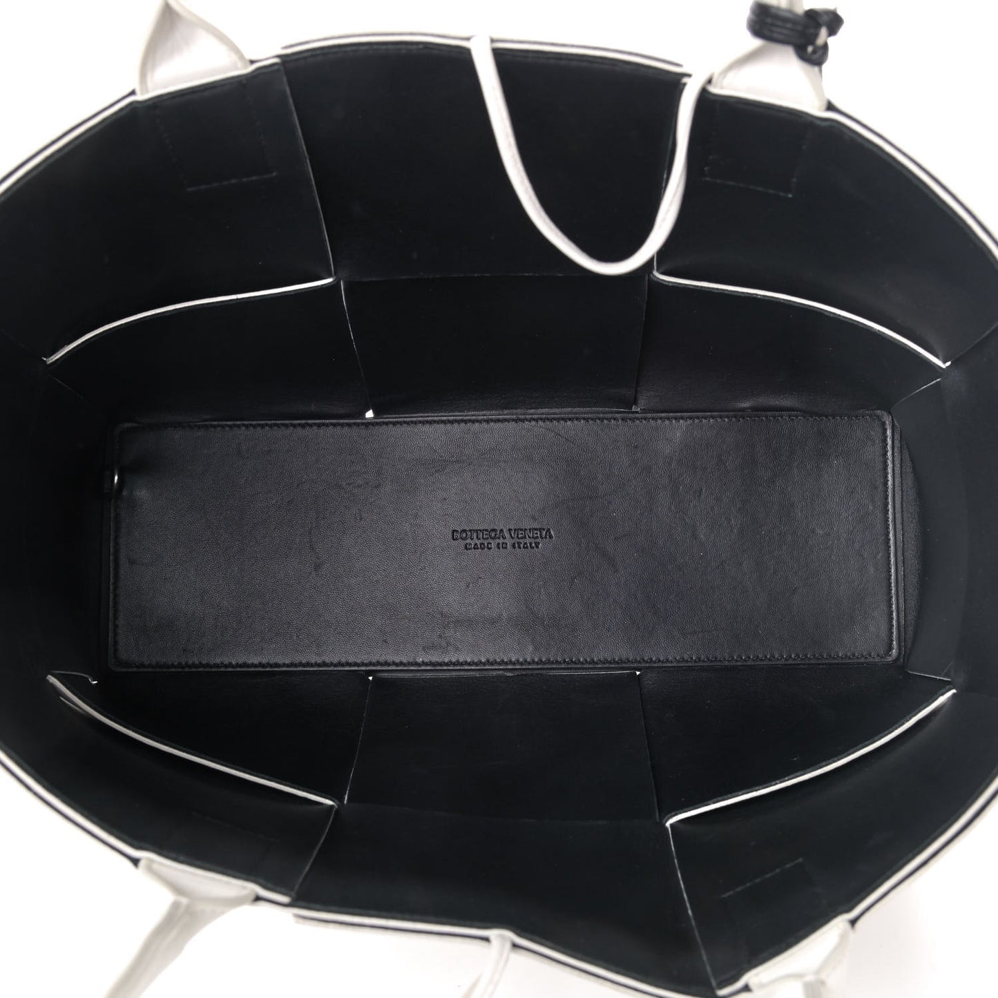 Nappa Maxi Intrecciato Medium Arco Tote White Black