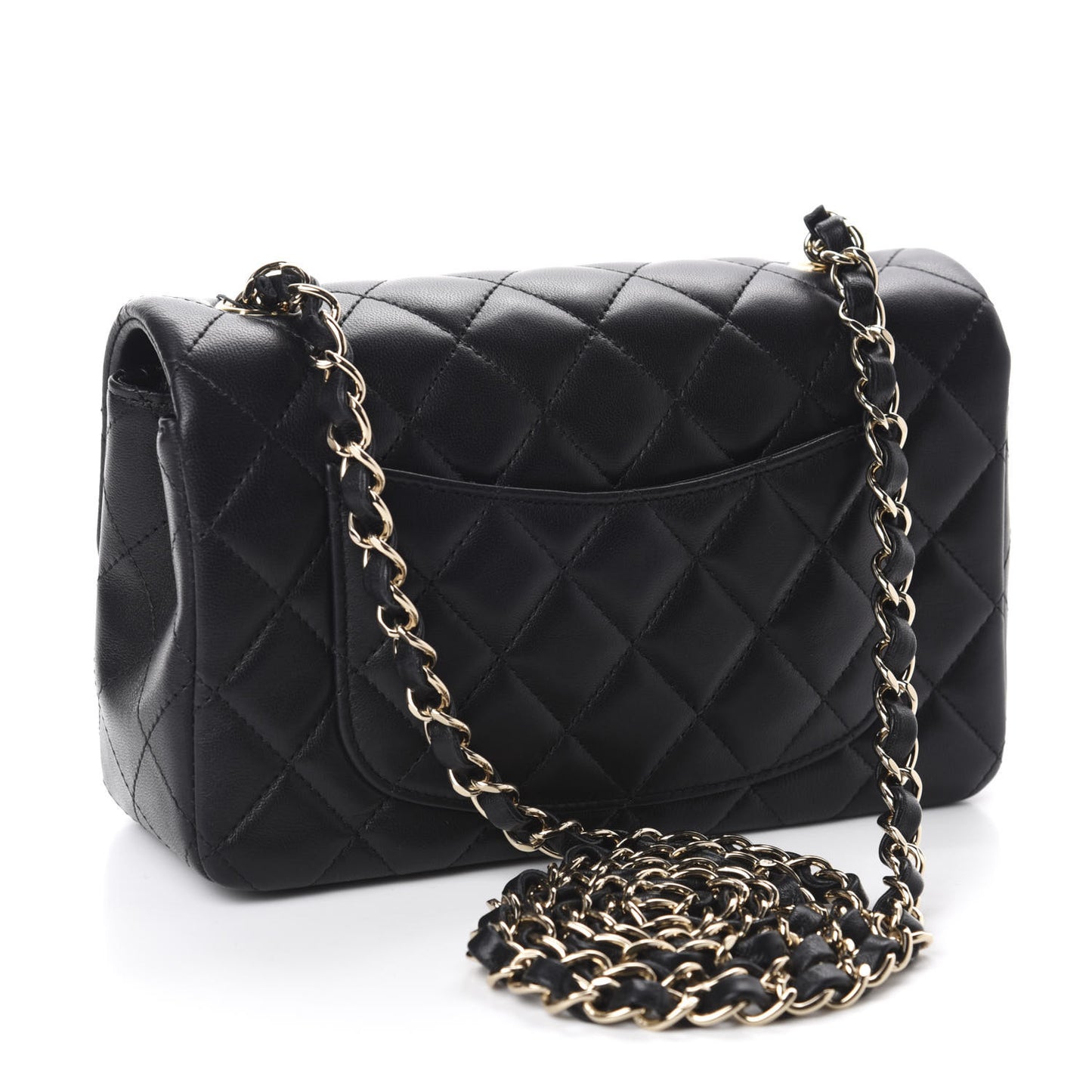 Lambskin Quilted Mini Rectangular Flap Black