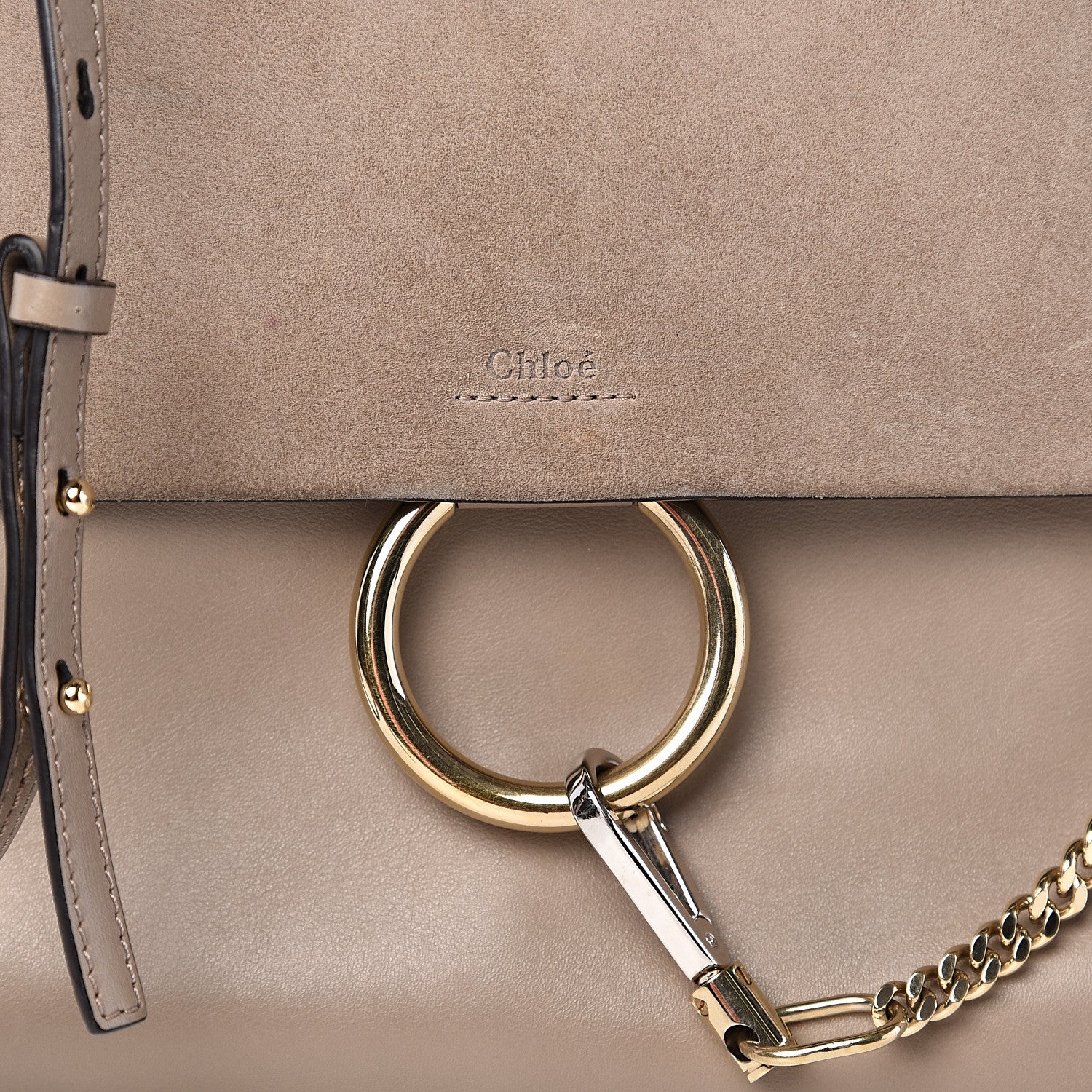 Chloe Calfskin Suede Medium Faye Shoulder Bag Motty Grey 14 of 14