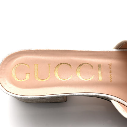 Gucci GG Supreme Monogram Malaga Kid Platform Mule Sandals 40 White Mystic White 8 of 10