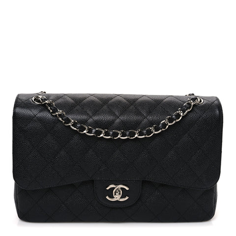 Caviar Quilted Jumbo Double Flap Black