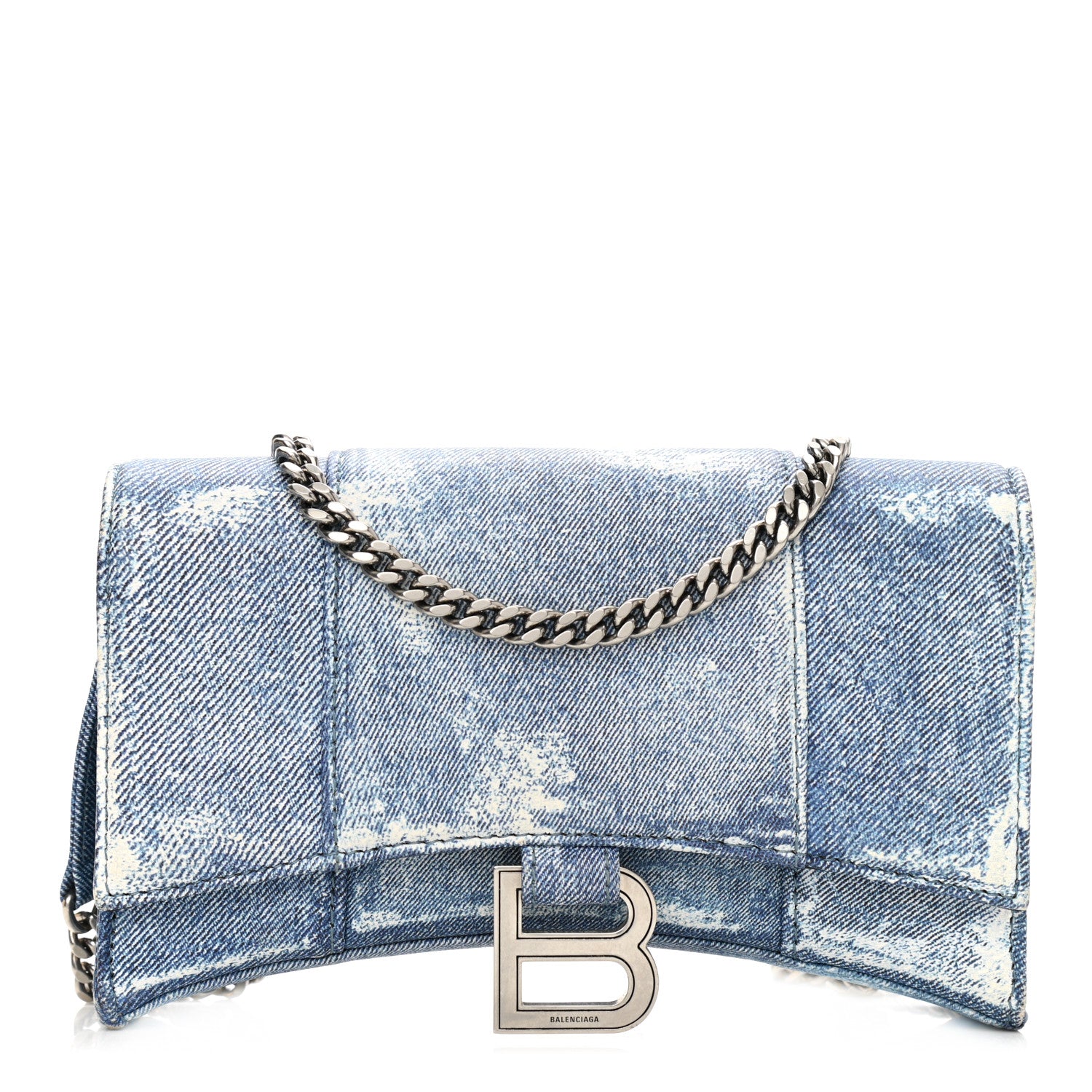 Balenciaga Nappa Denim Printed Hourglass Chain Bag Denim Blue 1 of 9