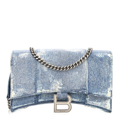 Balenciaga Nappa Denim Printed Hourglass Chain Bag Denim Blue 1 of 9