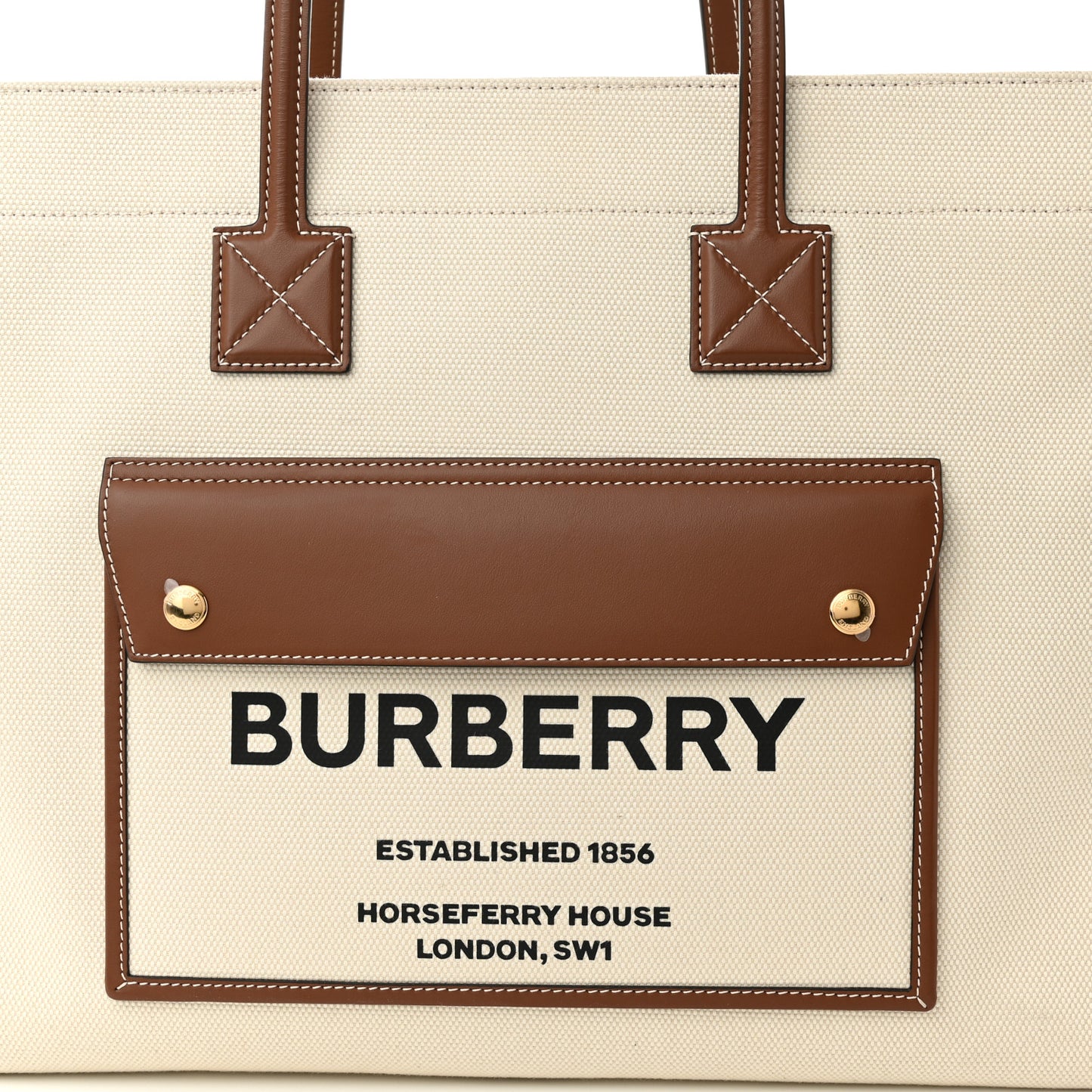 Canvas Smooth Calfskin Medium Two Tone Freya Tote Brown