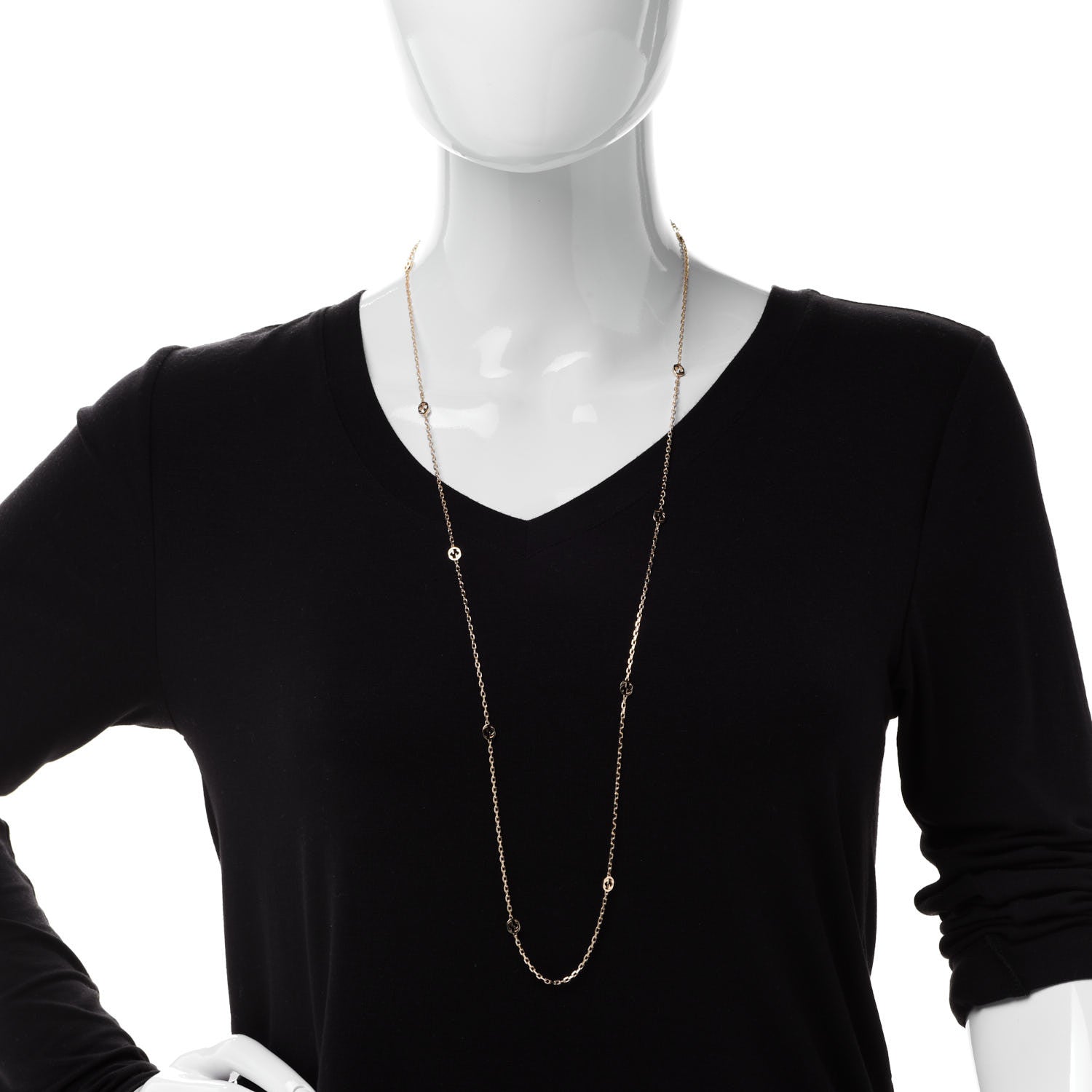 Gucci 18K Yellow Gold Running GG Station Necklace 2 of 6