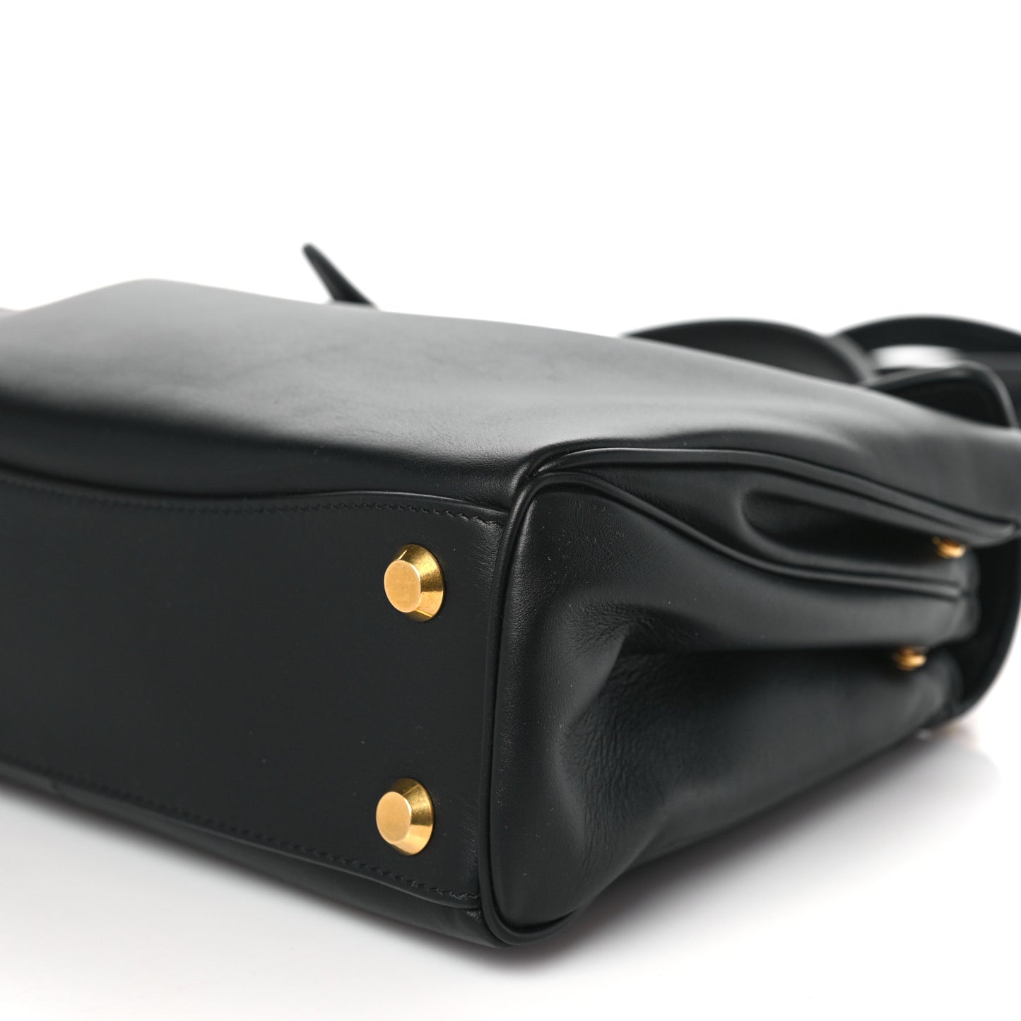 Natural Smooth Calfskin Medium Rodeo Top Handle Handbag Black