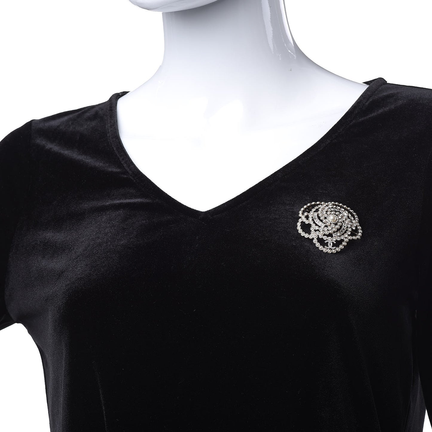 Pearl Crystal Lace Camellia Brooch Gold