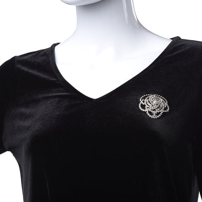 Chanel Pearl Crystal Lace Camellia Brooch Gold 2 of 5