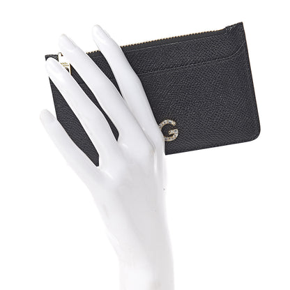 Dolce & Gabbana Dauphine Embellished Logo Zip Card Holder Black 2 of 7