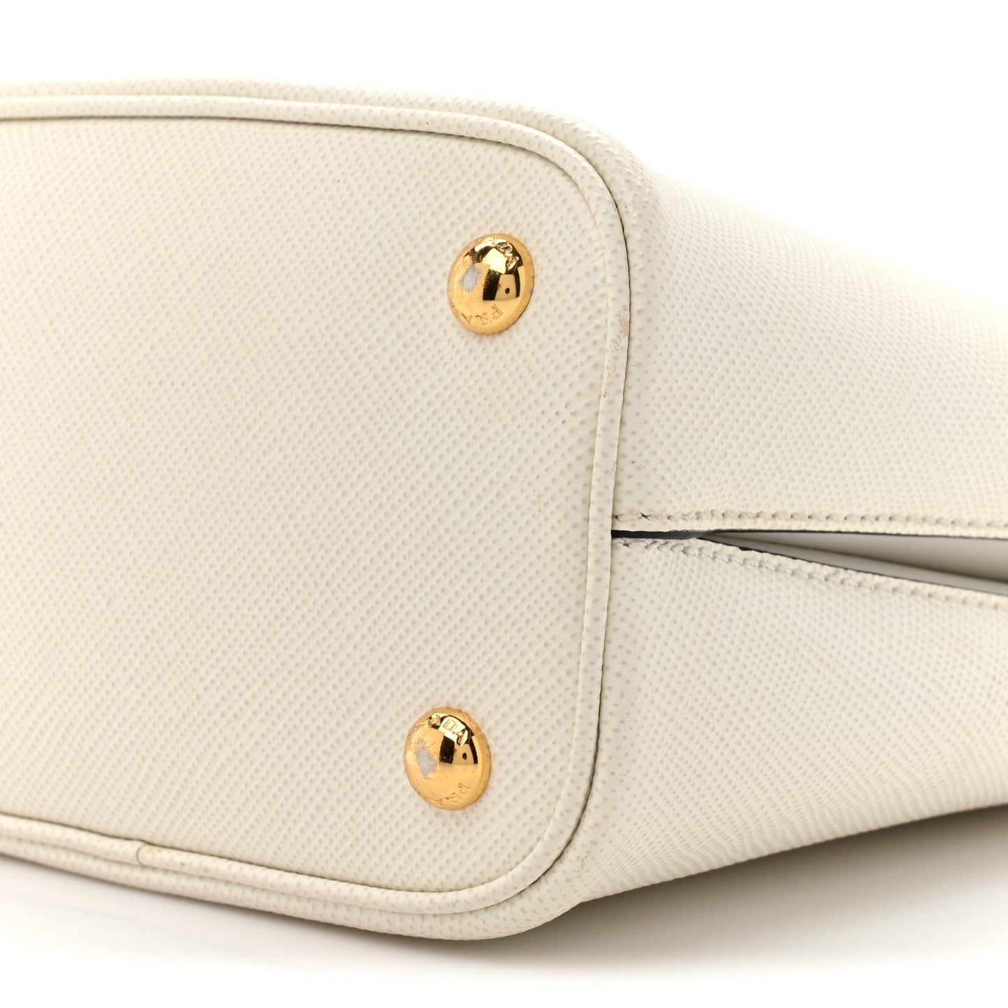 Saffiano Cuir Calfskin Small Panier Bucket Bag White Black