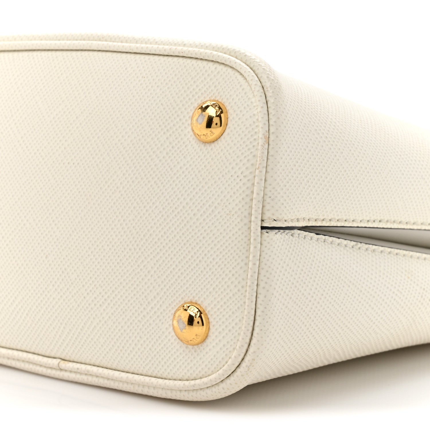 Prada Saffiano Cuir Calfskin Small Panier Bucket Bag White Black 9 of 13